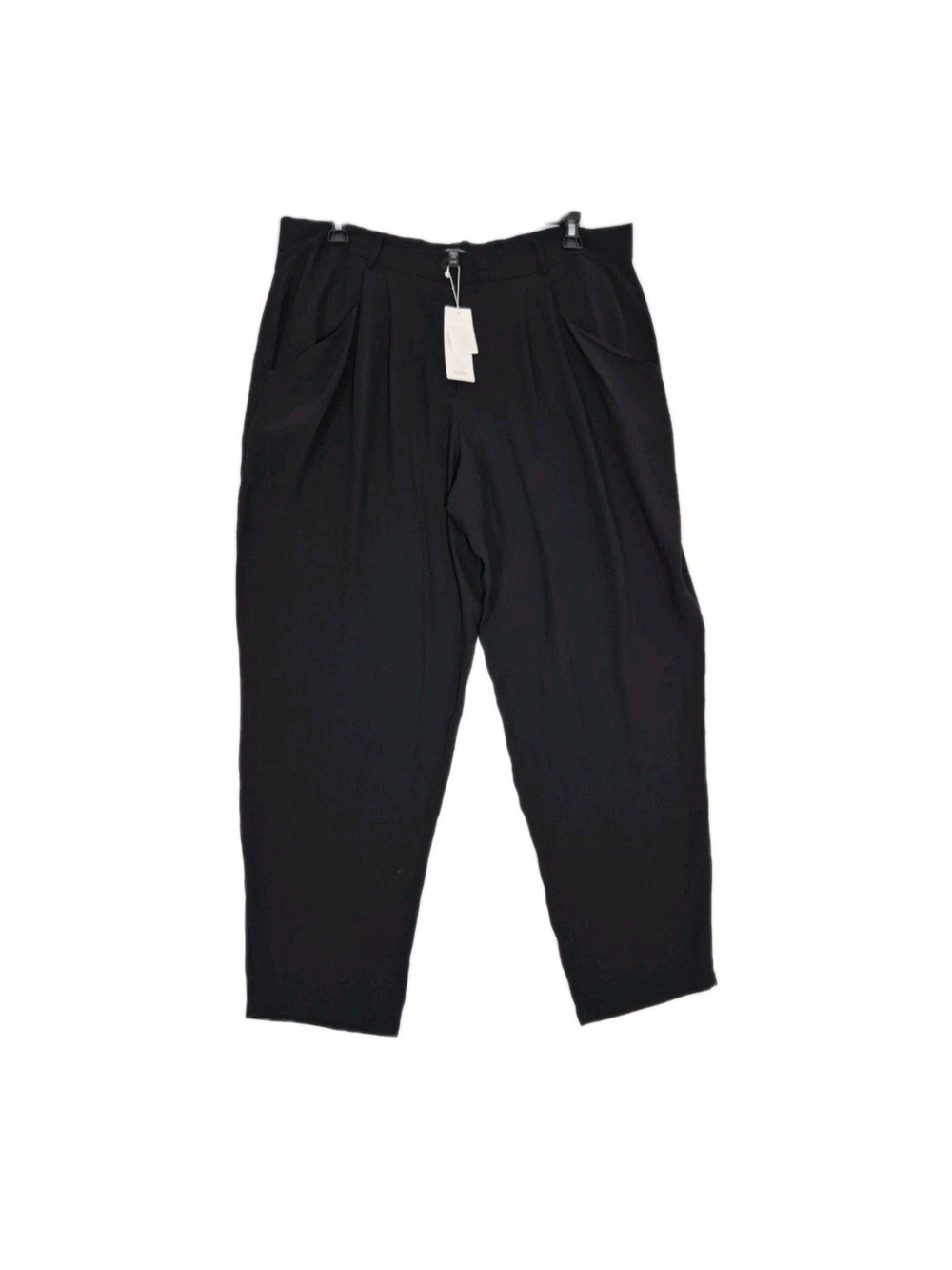 Eileen Fisher Womens Size  XL Black Silk Georgette Crepe Taper Ankle Pant     48